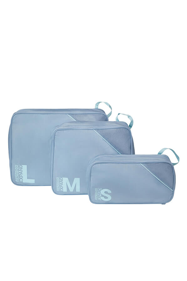 Packing Cubes Set of 3 Packing Cubes | American Tourister American Tourist. Ta Packing Cubes S/M/L  Stone Blue/Blue
