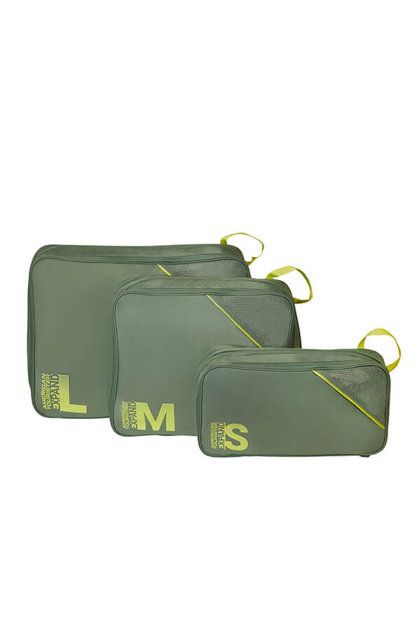 Packing Cubes S&aelig;t med 3 Pakkekuber | American Tourister American Tourist. Ta Packing Cubes S/M/L  Olive/Lime