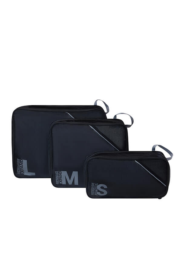 Packing Cubes Set of 3 Packing Cubes | American Tourister American Tourist. Ta Packing Cubes S/M/L  Black/Grey